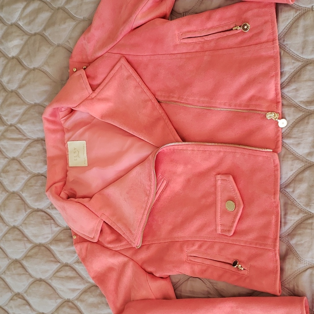 Italian Design Girls crop motojacket w/studs and pockets